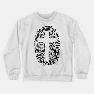 jesus-christ-team jesus- religious - gift - cross fingerprint Crewneck Sweatshirt